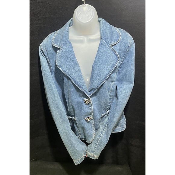 STO Susquehanna Trail Outfitters Denim Jean Jacket Size Large 2 Fancy Buttons - Picture 1 of 8